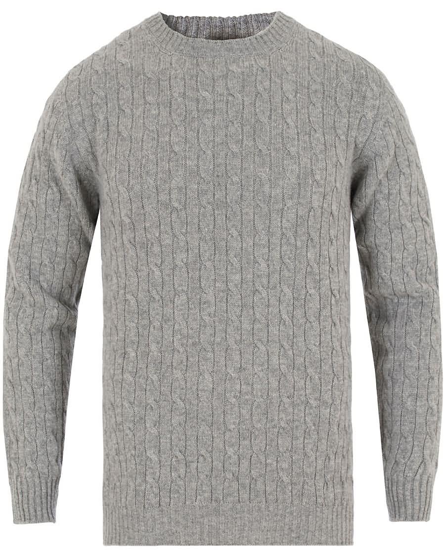 johnstons of elgin cashmere cable crew neck light grey Selger Billige Klær rf9m0